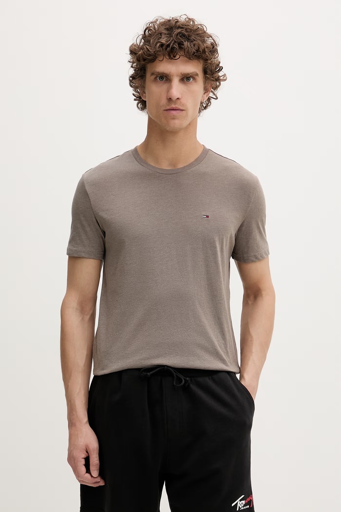 Tommy Jeans tričko pánske hnedá DM0DM20363