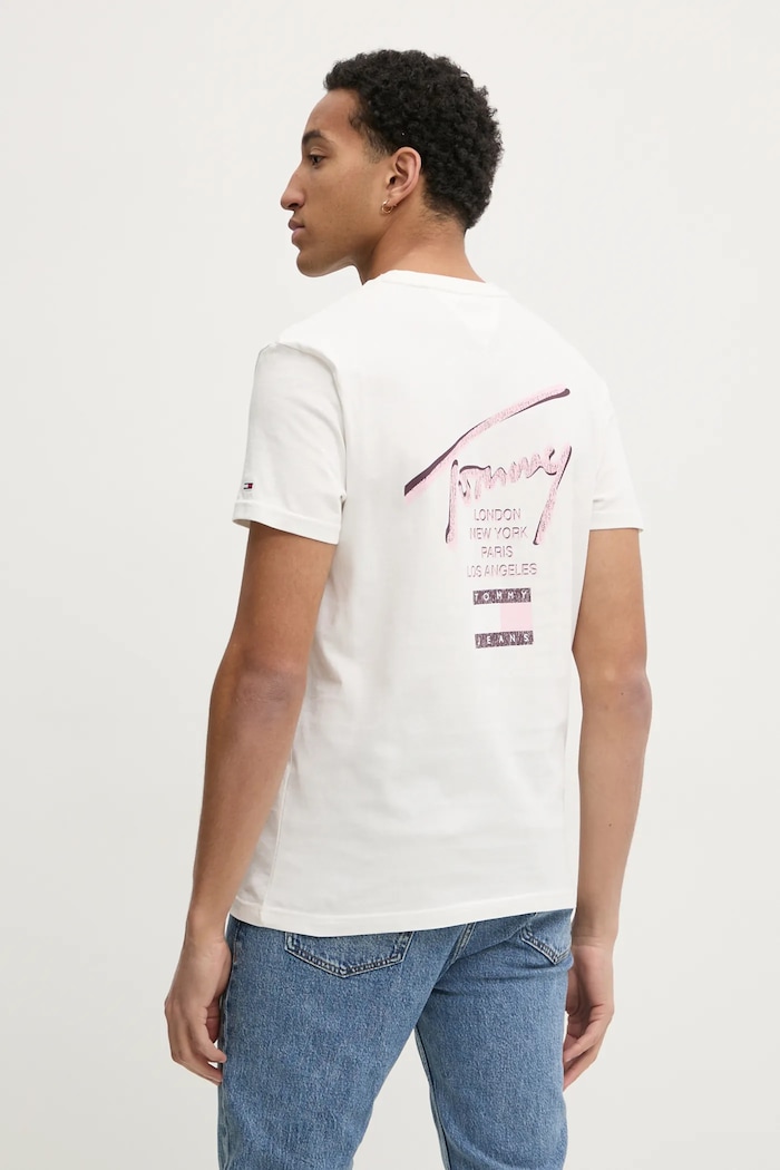 Oblečenie Bavlnené tričko Tommy Jeans DM0DM21106 béžová