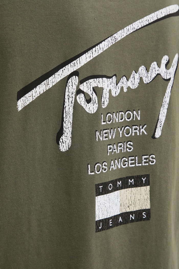 Bombažna kratka majica Tommy Jeans DM0DM21106 zelena