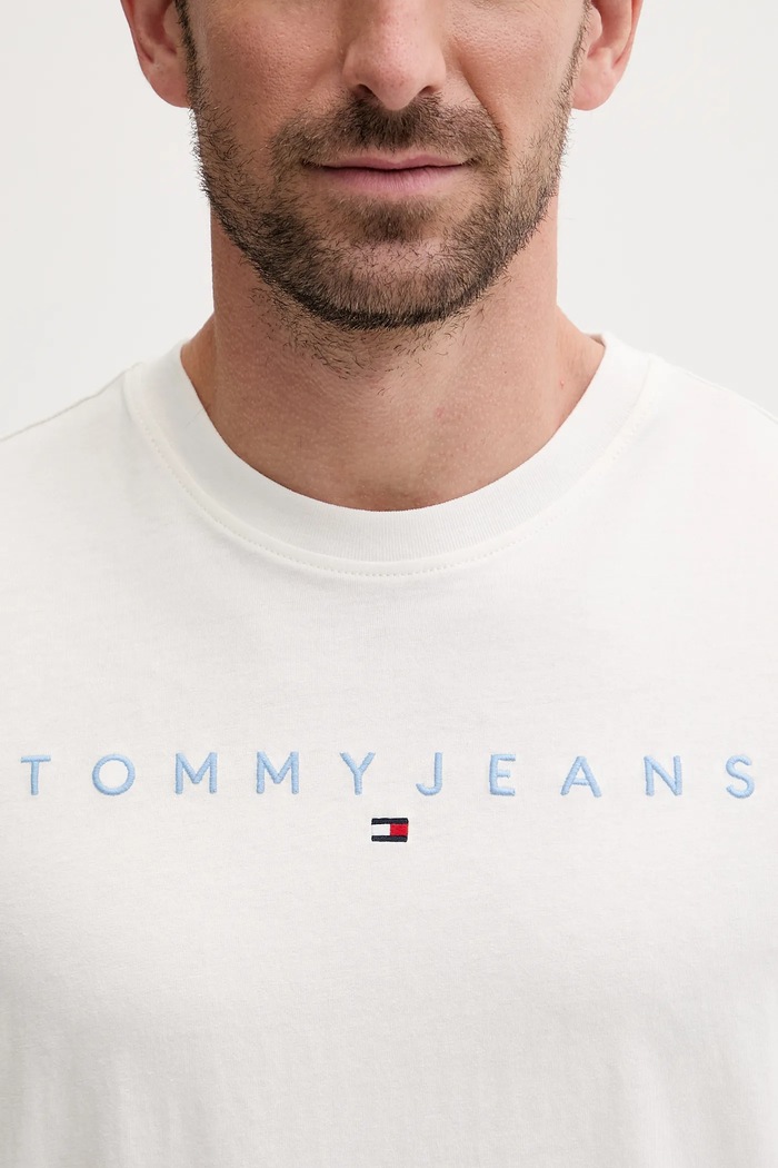 Tommy Jeans tricou bărbați din bumbac alb DM0DM20744