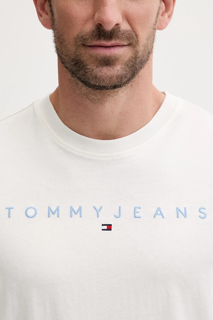 Tommy Jeans tricou bărbați din bumbac alb DM0DM20744