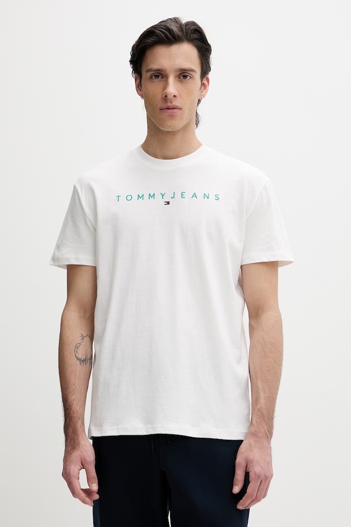 Tommy Jeans tričko pánske bavlnené biela DM0DM20744