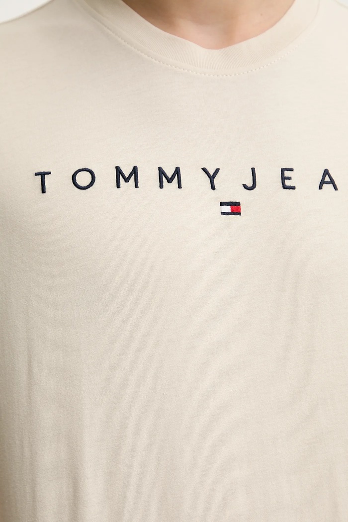 Tommy Jeans tričko pánske bavlnené béžová DM0DM20744