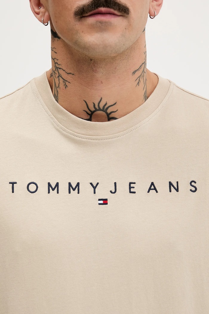 Tommy Jeans tričko pánske bavlnené DM0DM20744 béžová