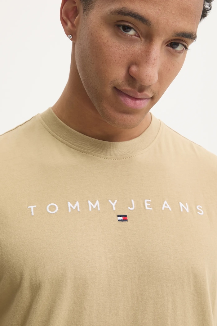 Tommy Jeans тениска мъжка от памук бежов DM0DM20744