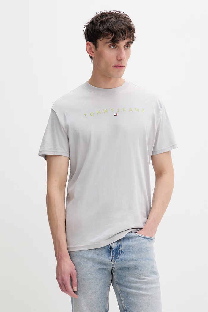 Tommy Jeans T-shirt Ανδρικό βαμβακερό γκρί DM0DM20744