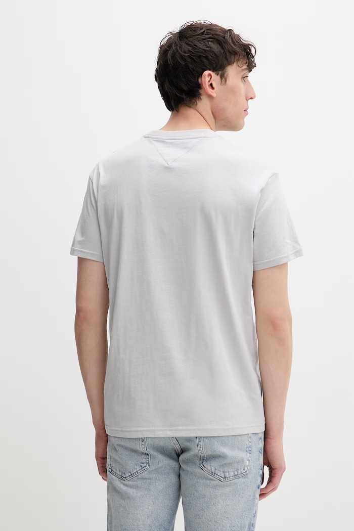 Ρούχα Tommy Jeans T-shirt Ανδρικό βαμβακερό DM0DM20744 γκρί