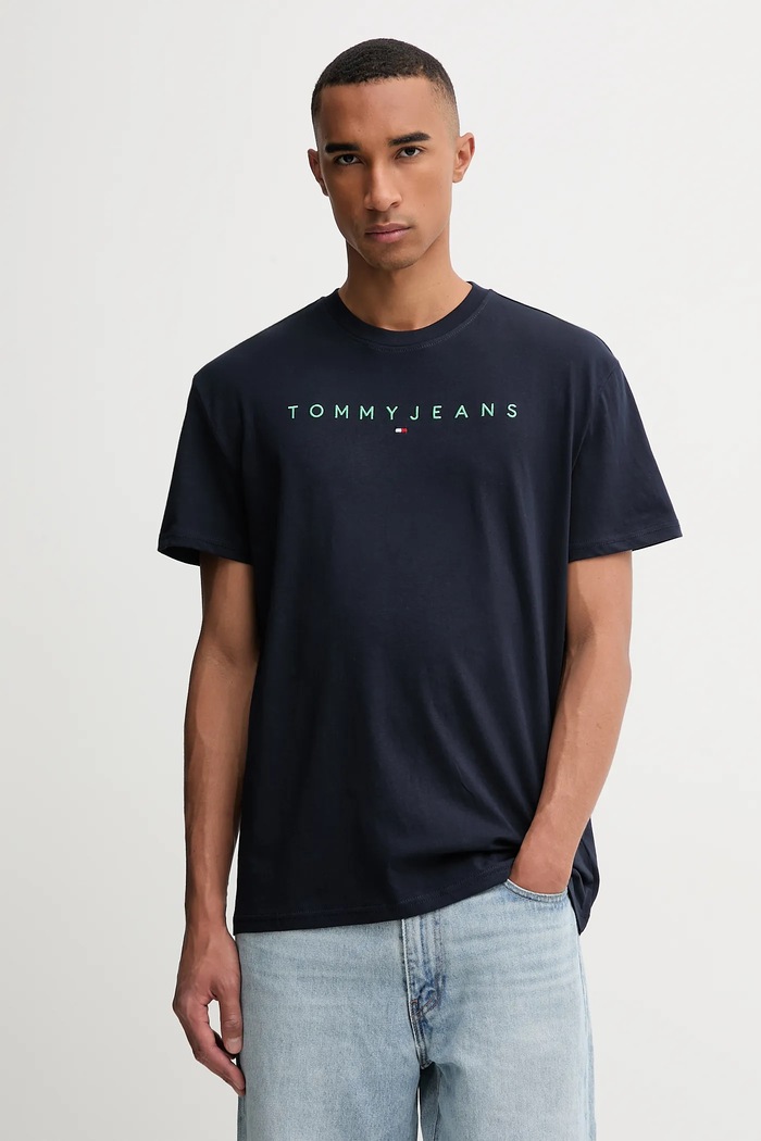 Tommy Jeans t-shirt ανδρικό βαμβακερό βαμβάκι σκούρο μπλε DM0DM20744