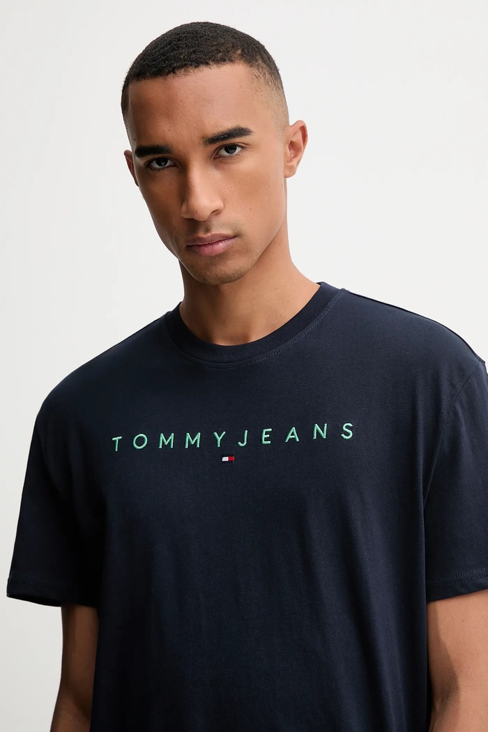 Tommy Jeans t-shirt ανδρικό βαμβακερό σκούρο μπλε DM0DM20744