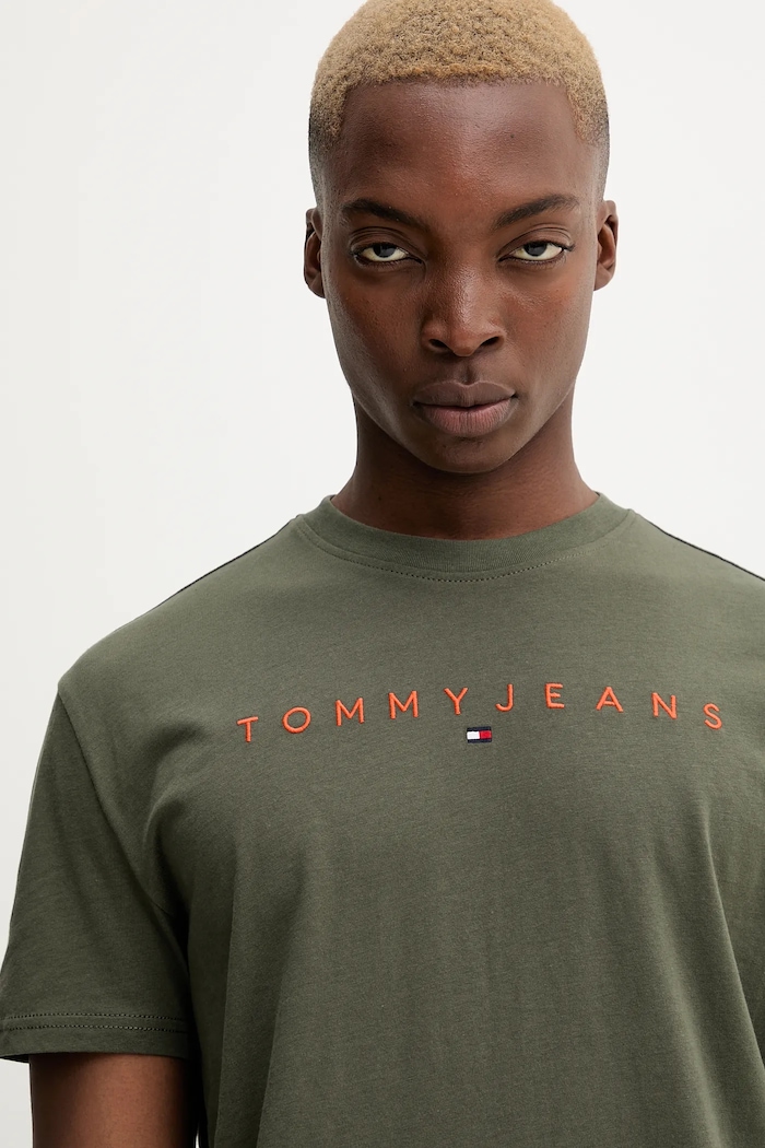 Tommy Jeans tricou bărbați din bumbac verde DM0DM20744