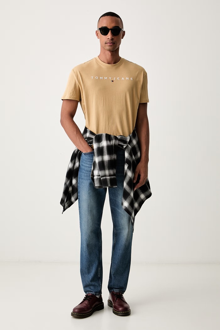 Tommy Jeans tričko pánské bavlněné DM0DM20744 béžová AA00