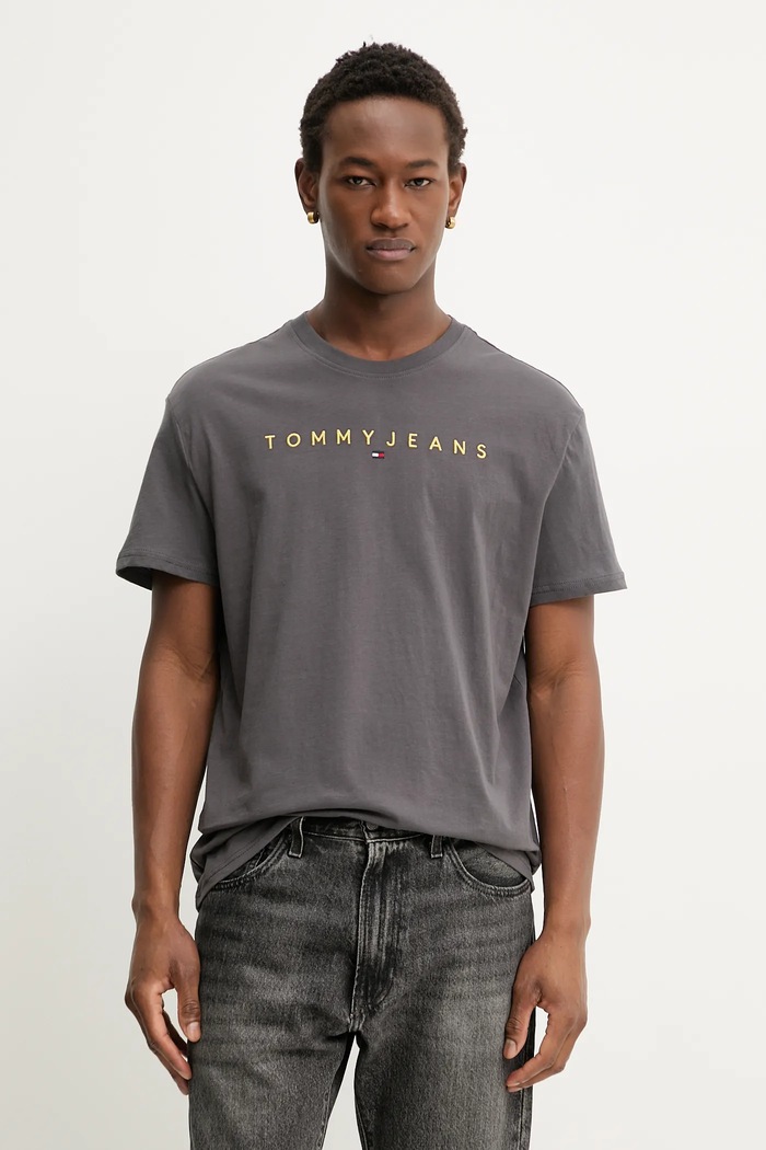 Tommy Jeans férfi pamut póló pamut szürke DM0DM20744