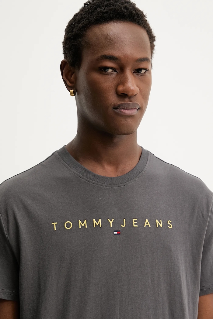 Tommy Jeans férfi pamut póló szürke DM0DM20744