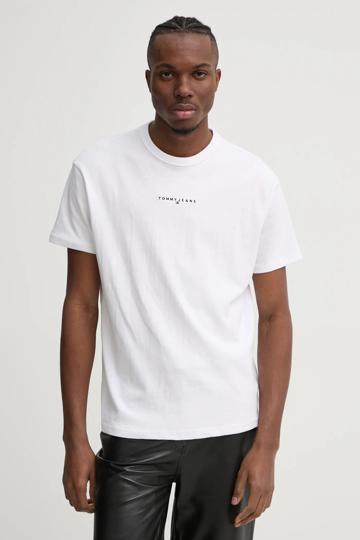 T-shirt bawełniany Tommy Jeans DM0DM21110 biały