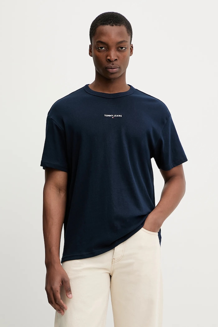 Pamučna majica Tommy Jeans mornarsko plava DM0DM21110
