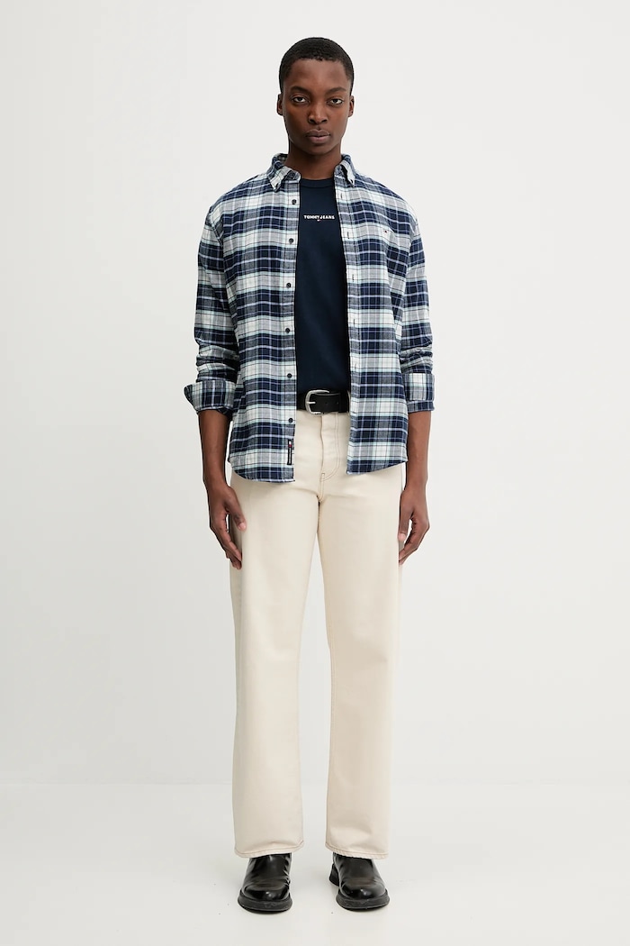 Pamučna majica Tommy Jeans DM0DM21110 mornarsko plava SS26