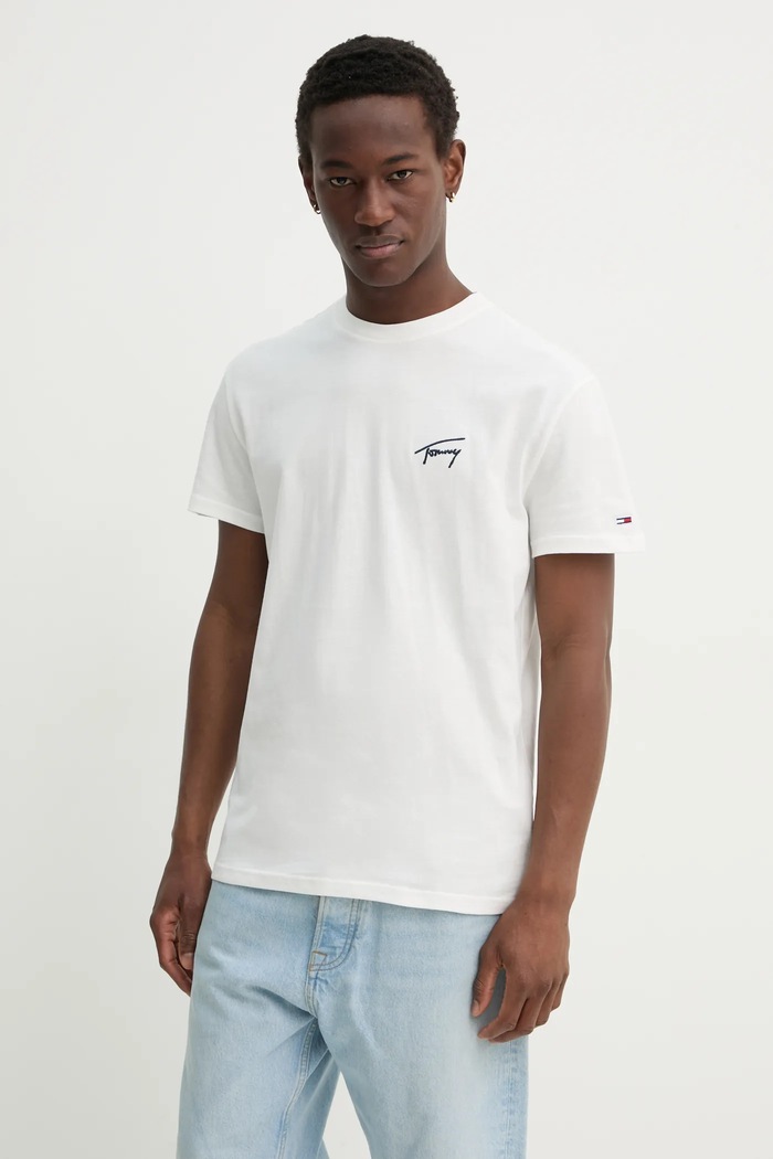 Bavlněné tričko Tommy Jeans béžová DM0DM21140