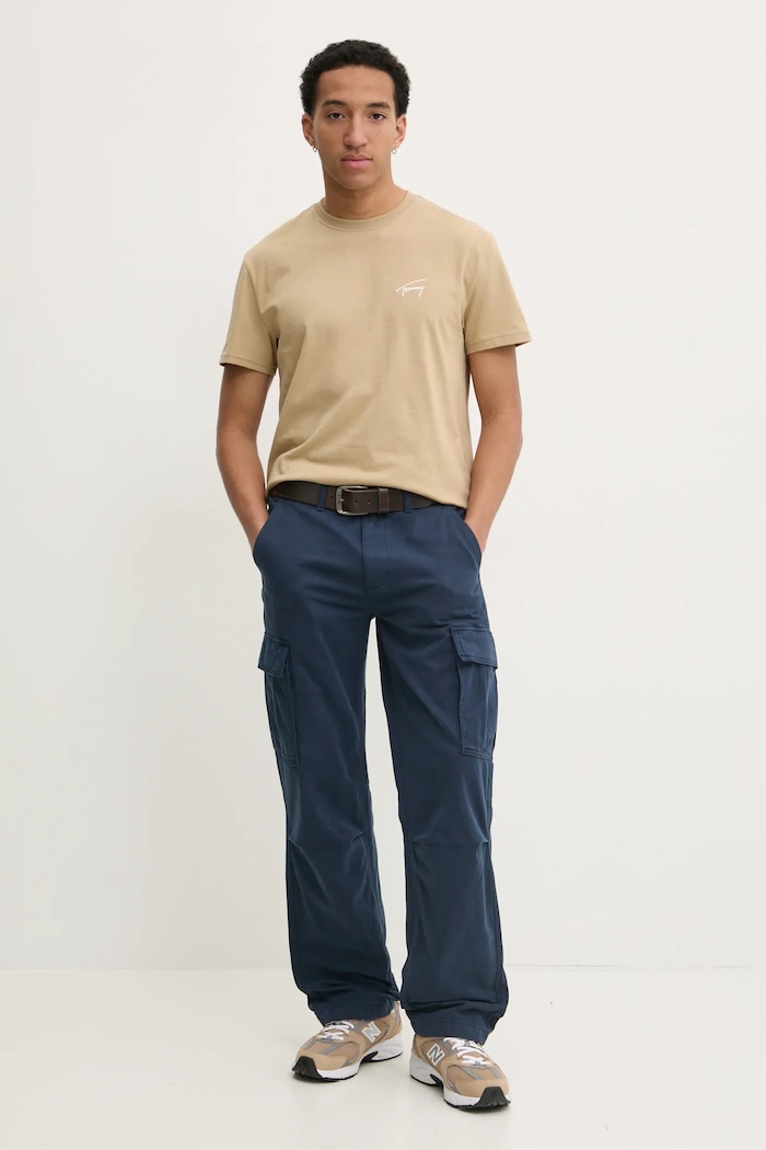 Tommy Jeans tricou din bumbac DM0DM21140 bej SS25