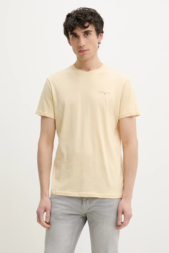 Tommy Jeans tricou din bumbac uni galben DM0DM21188