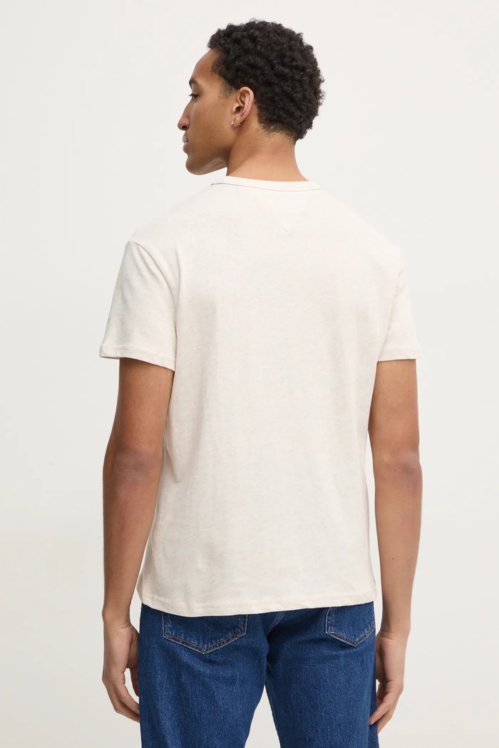 Oblečení Tommy Jeans tričko pánské bavlněné DM0DM20322 béžová