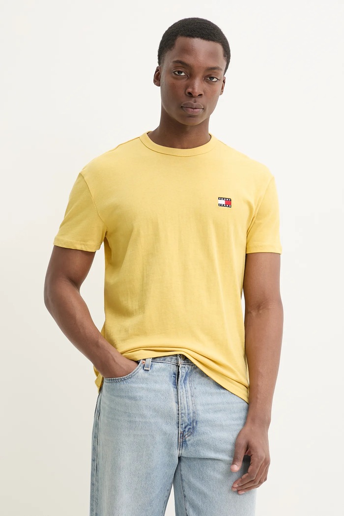 Tommy Jeans tričko pánske bavlnené jednofarebný žltá DM0DM20322