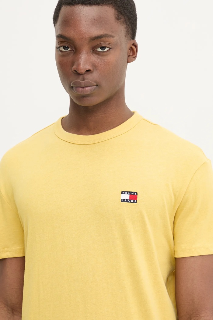 Tommy Jeans tričko pánske bavlnené žltá DM0DM20322