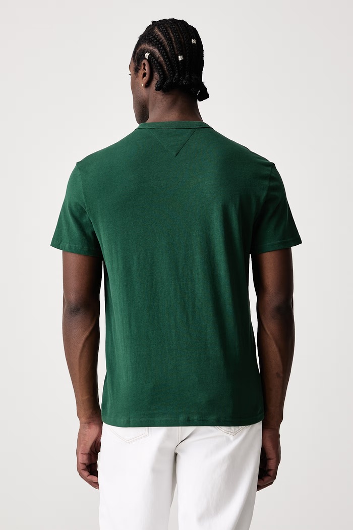 Odzież Tommy Jeans T-shirt męski bawełniany DM0DM20322 zielony