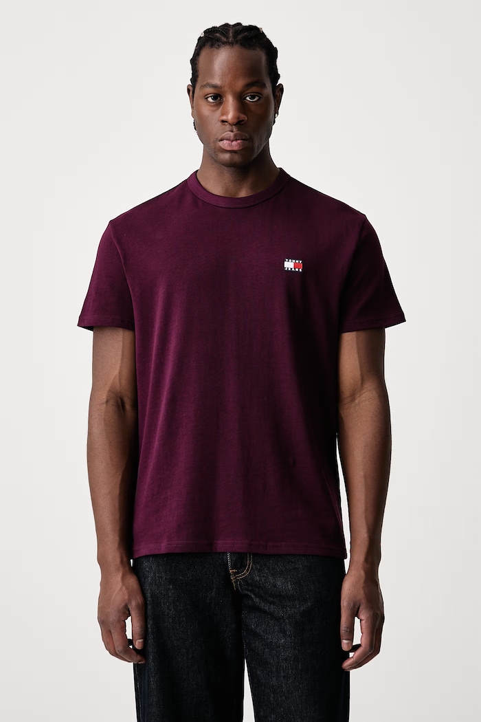 Tommy Jeans T-shirt męski bawełniany bordowy DM0DM20322