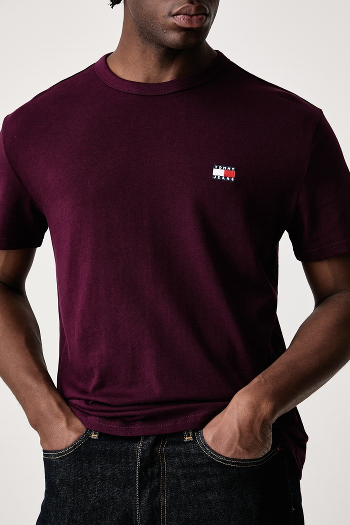 T-shirt męski bawełniany Tommy Jeans DM0DM20322 bordowy
