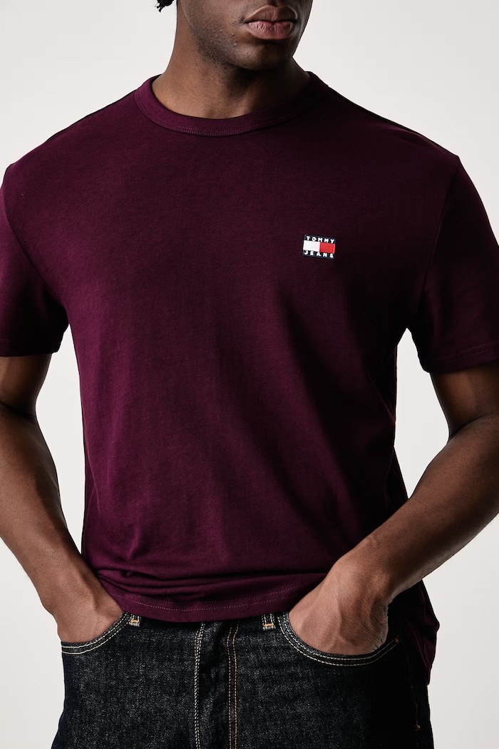 T-shirt męski bawełniany Tommy Jeans DM0DM20322 bordowy