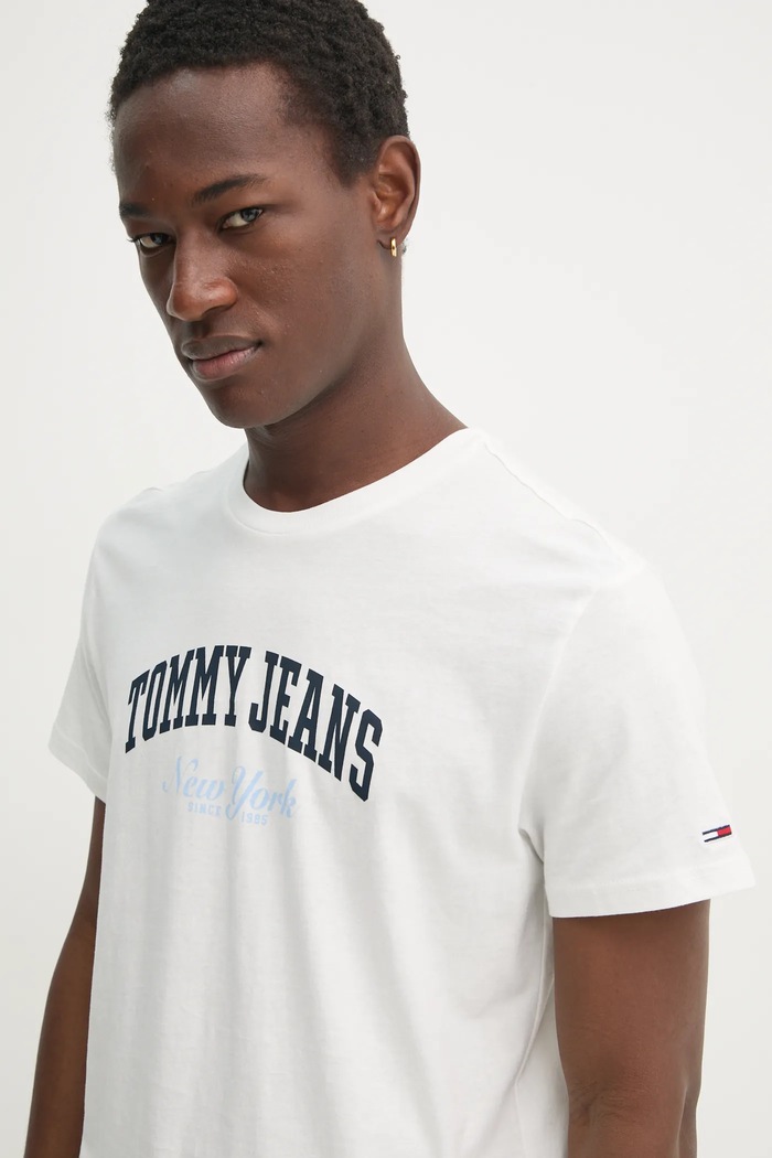 Odzież Tommy Jeans t-shirt bawełniany DM0DM20362 beżowy