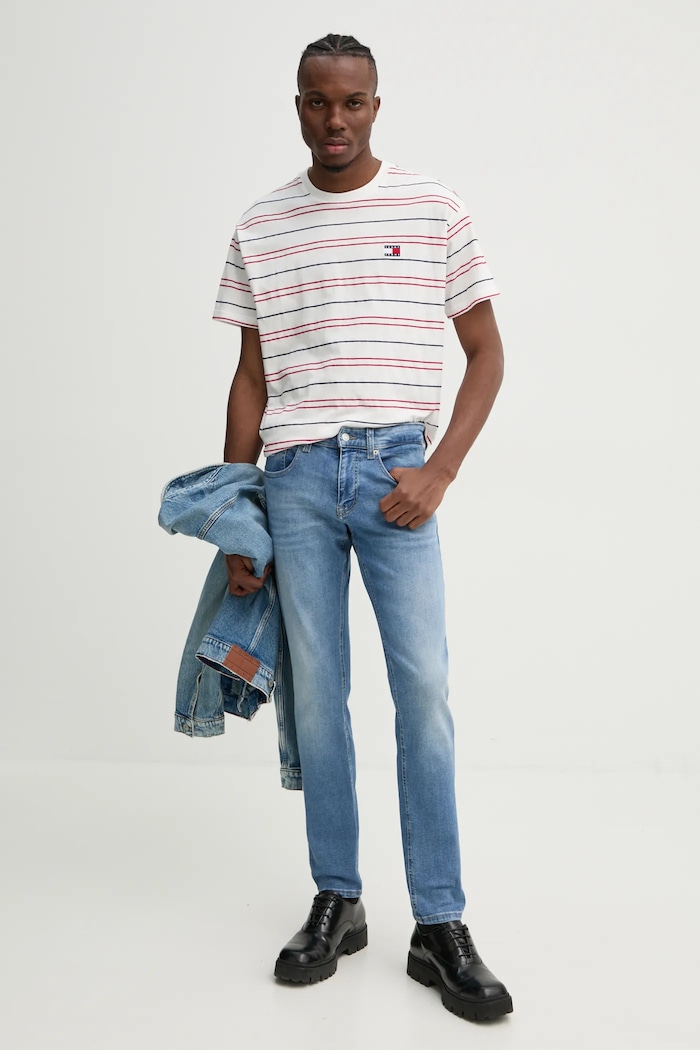 Tommy Jeans t-shirt bawełniany DM0DM20675 biały SS25