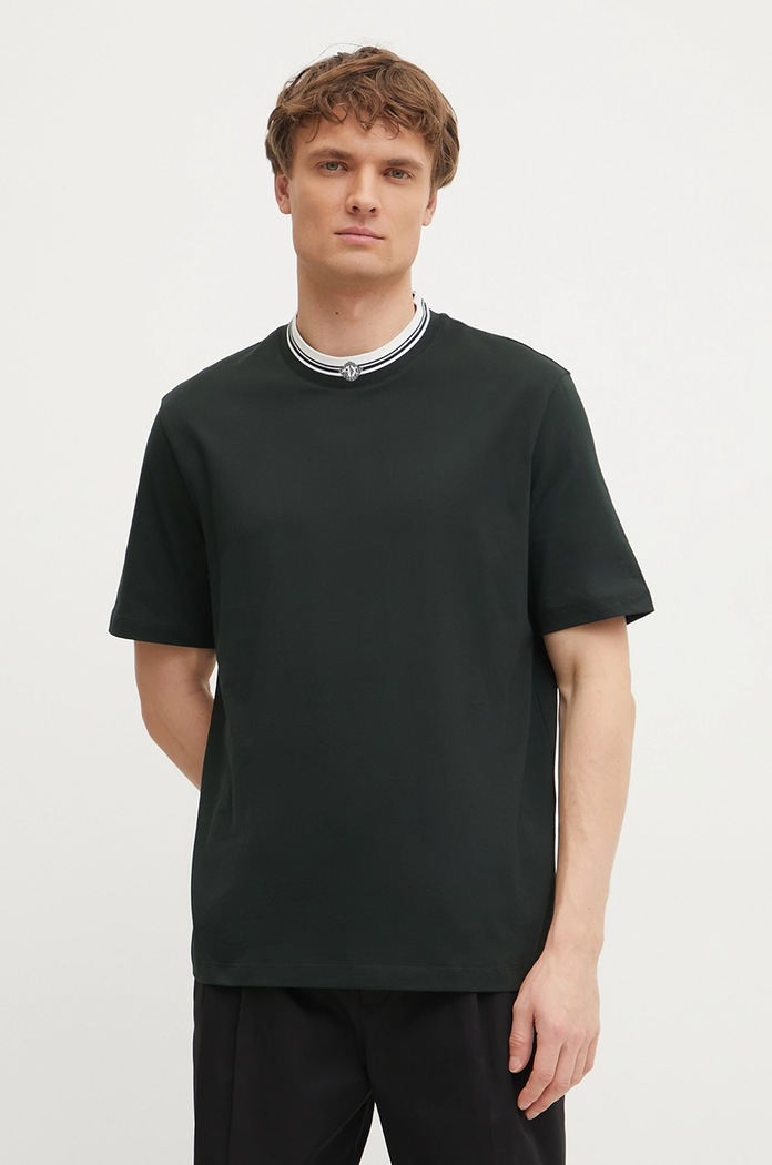 Pamučna majica Armani Exchange bez uzorka zelena XM000280.AF10361