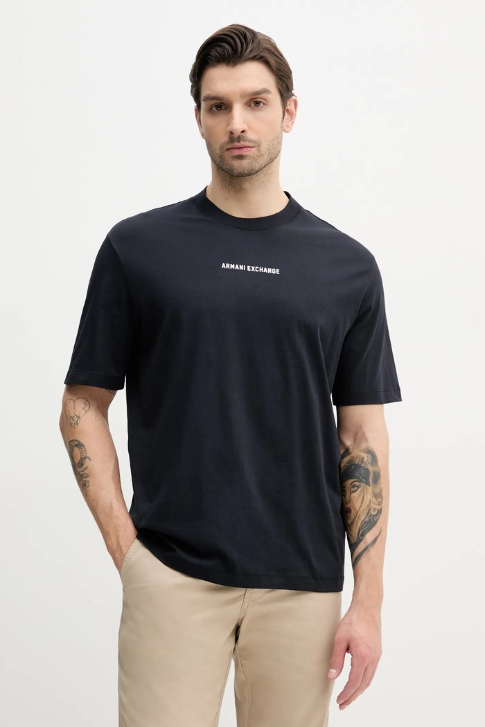 Armani Exchange t-shirt bawełniany nadruk granatowy XM000588.AF12308