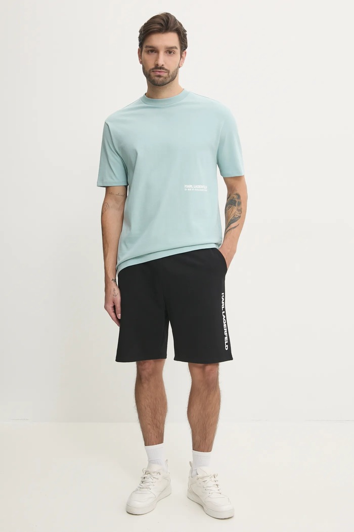 Karl Lagerfeld t-shirt bawełniany 551230.755192 turkusowy SS25