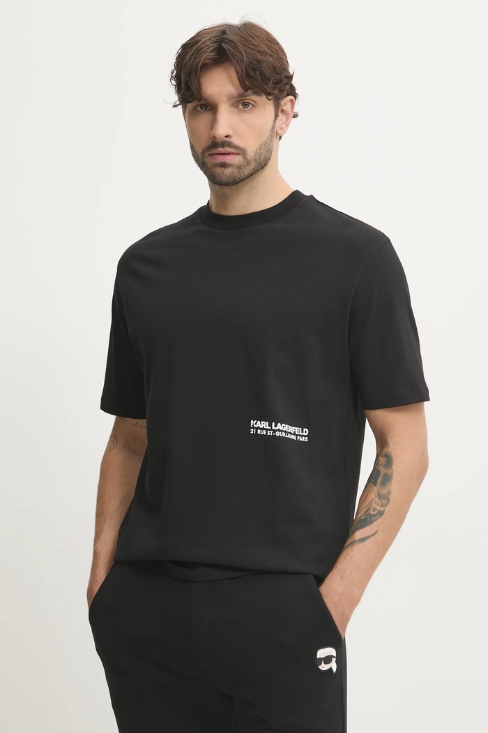 Bavlněné tričko Karl Lagerfeld potisk černá 551230.755192