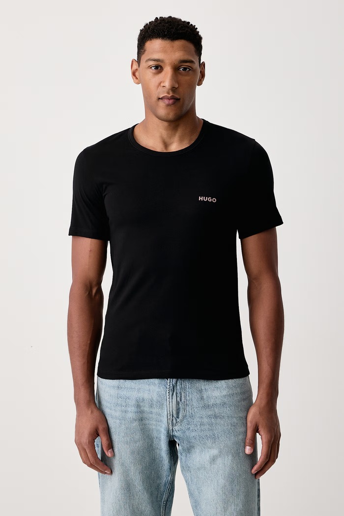 HUGO T-shirt męski bawełniany T-SHIRT RN TRIPLET P 3-pack beżowy 50532811