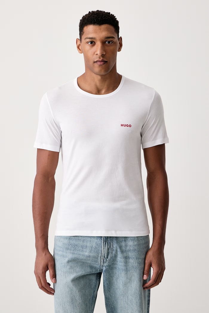 HUGO T-shirt męski bawełniany T-SHIRT RN TRIPLET P 3-pack 50532811 beżowy SS26