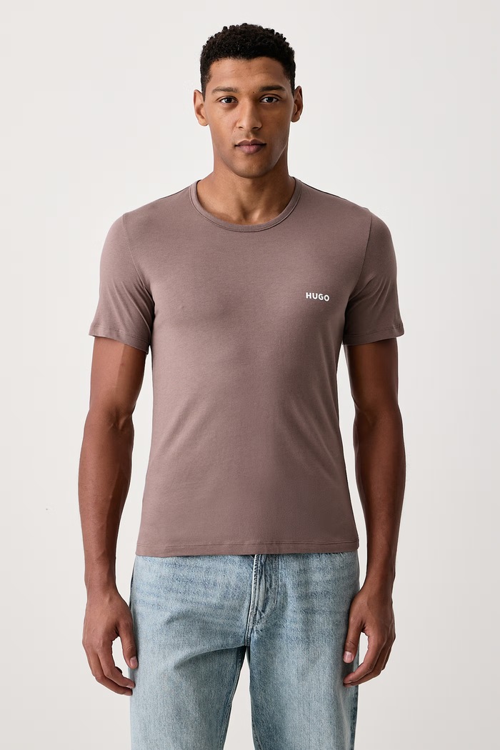 Odzież HUGO T-shirt męski bawełniany T-SHIRT RN TRIPLET P 3-pack 50532811 beżowy