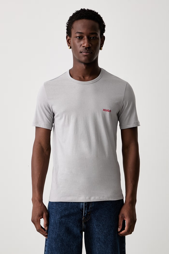 HUGO t-shirt męski bawełniany T-SHIRT RN TRIPLET P 3-pack szary 50532811