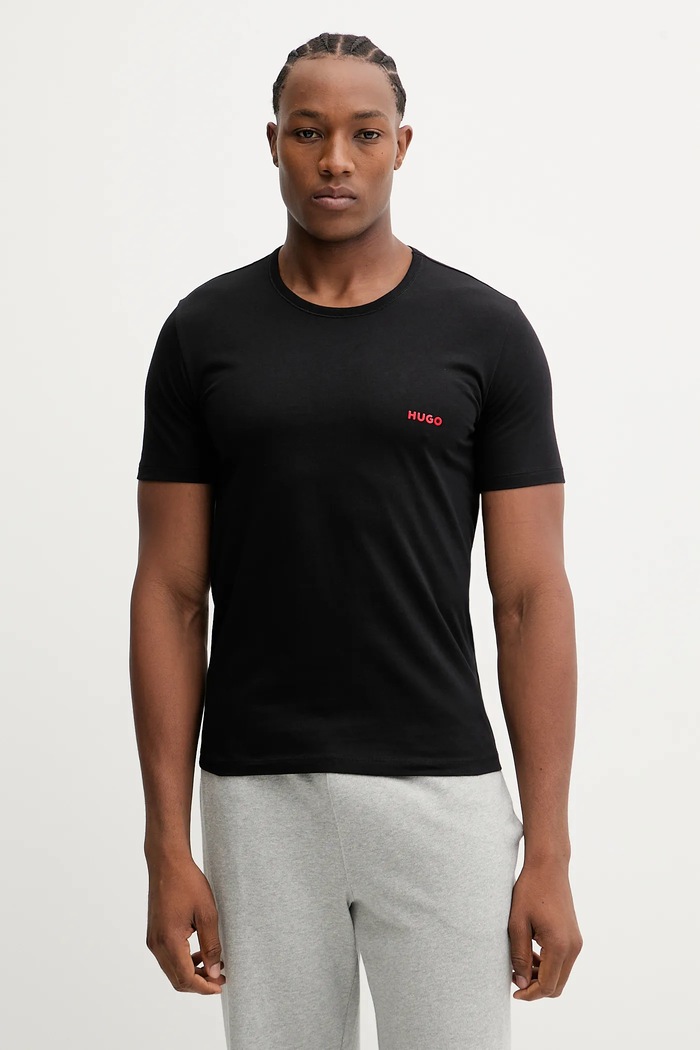 HUGO tričko pánske bavlnené T-SHIRT RN TRIPLET P 3-pak čierna 50532811