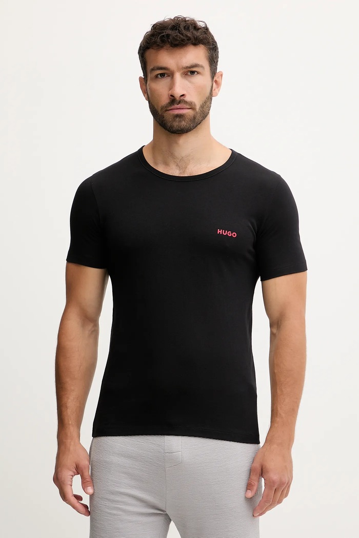 HUGO t-shirt ανδρικό βαμβακερό T-SHIRT RN TRIPLET P 3-pack 50532811 πολύχρωμο SS26