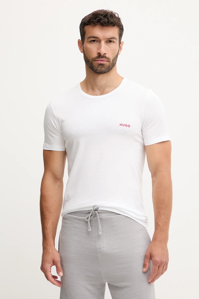 Ρούχα HUGO t-shirt ανδρικό βαμβακερό T-SHIRT RN TRIPLET P 3-pack 50532811 πολύχρωμο