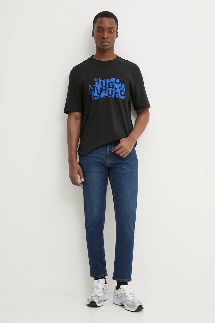 HUGO Blue t-shirt bawełniany 50533528 czarny SS25