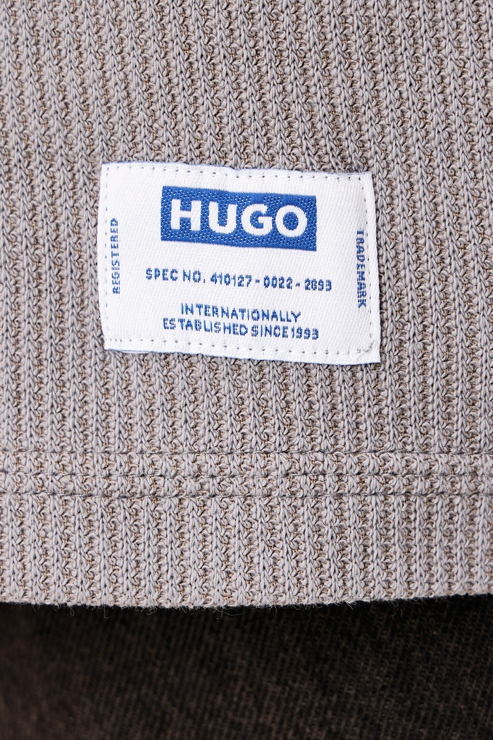 T-shirt swetrowy męski z bawełną Nuwaffle HUGO Blue 50534434 szary