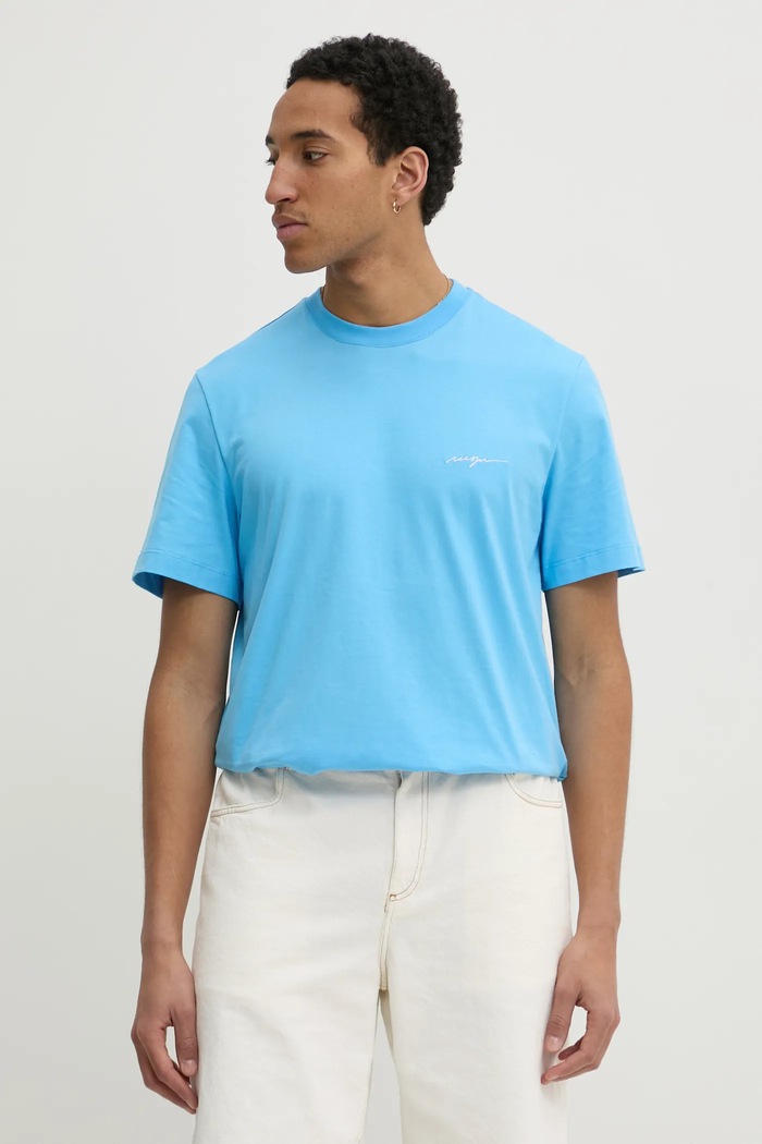 Bavlněné tričko MSGM kulatý modrá 3840MM141.257002