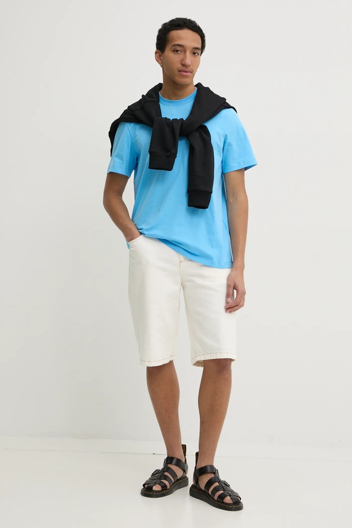Bavlněné tričko MSGM 3840MM141.257002 modrá SS25