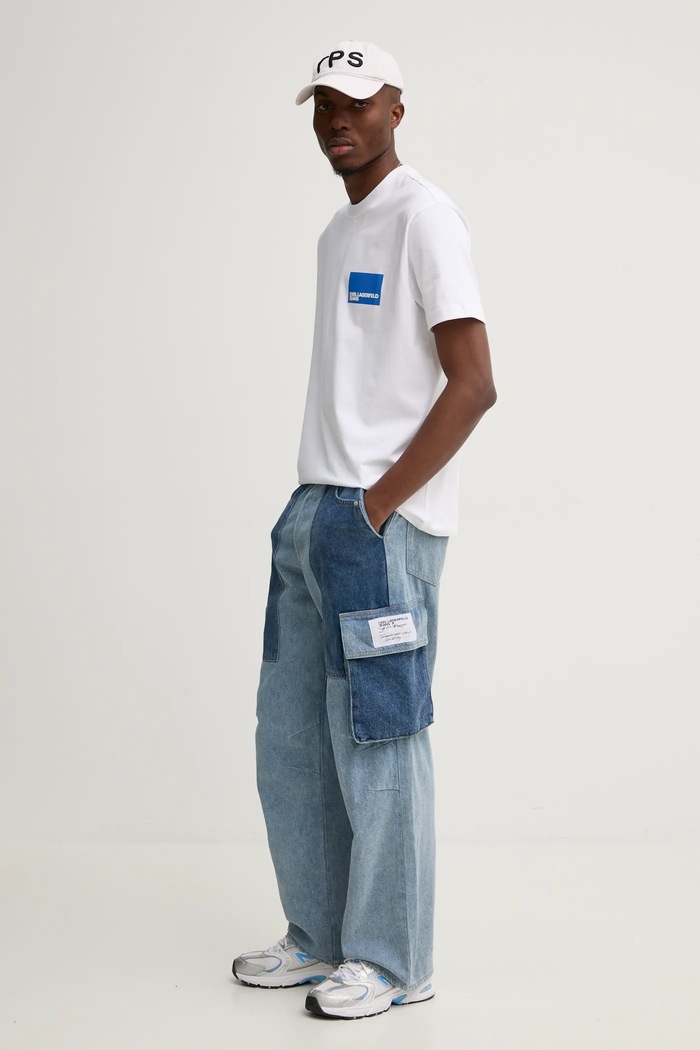 Памучна тениска Karl Lagerfeld Jeans A1M17001 бял AA00