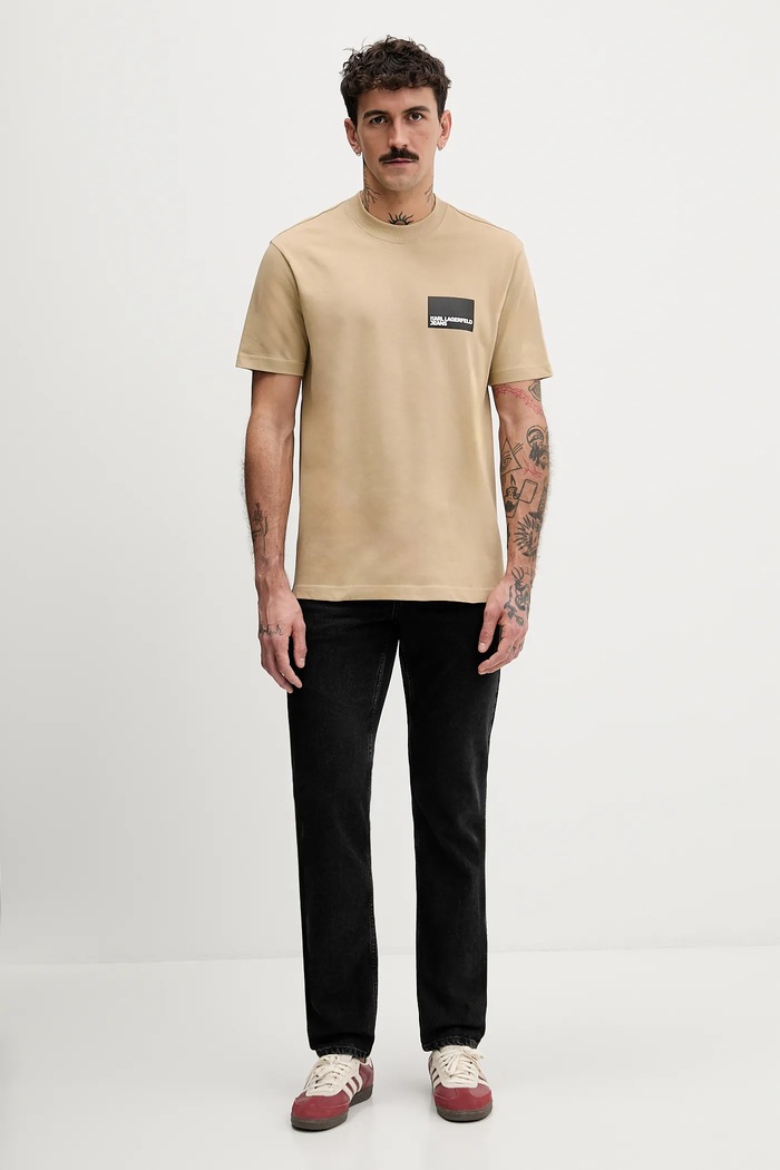 Bavlněné tričko Karl Lagerfeld Jeans A1M17001 béžová AA00