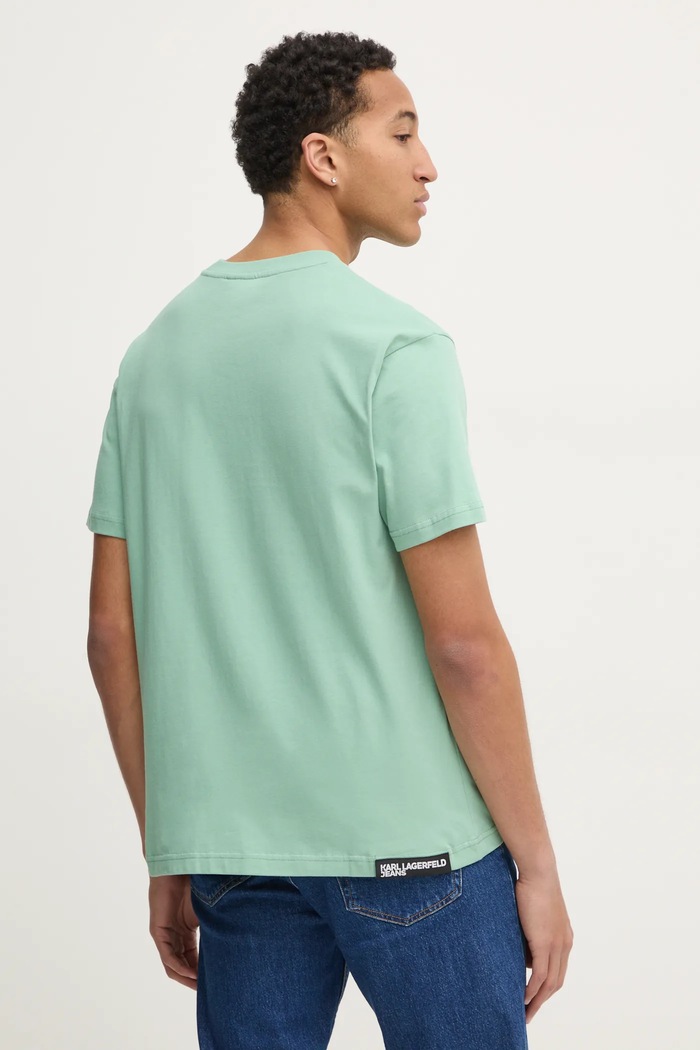 Odzież Karl Lagerfeld Jeans t-shirt męski bawełniany A1M17002 zielony